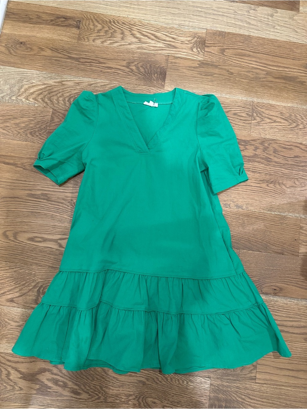 Green Tiered V-Neck Dress